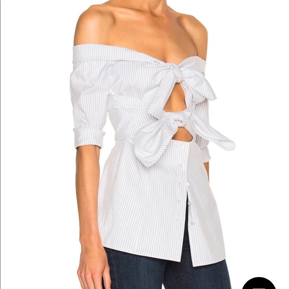 Tops - ISA ARFEN Stripped double knot off shoulder shirt